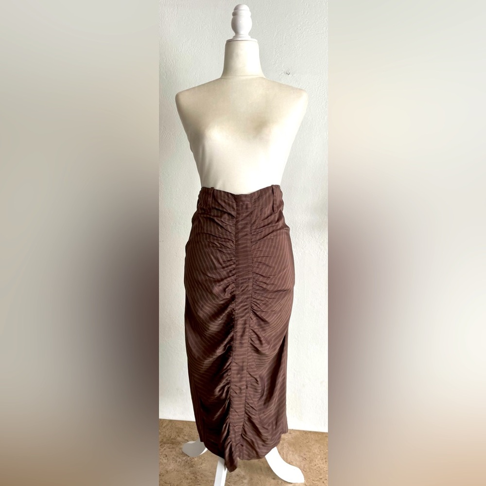 JETHRO Fitted Front Gathered Midi Skirt